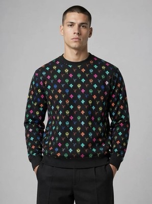   Neuer Carlo Colucci Sweater Pullover Ikarus Print Allover Logo / Gr. M