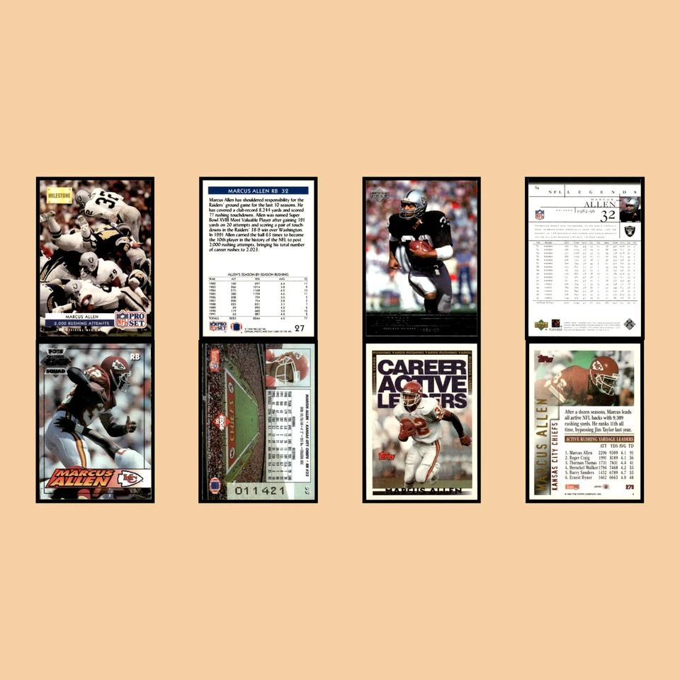 Marcus Allen Lot 25 Football Cards 1992 Pro Set Power Los Angeles Raiders Set NM - Image 3 of 4