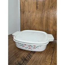Corning Ware Rosemarie Tulip A-1-B Casserole Dish 1 Liter Oven Bakeware With Lid