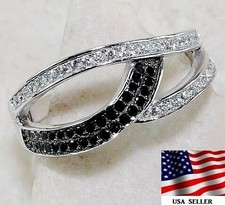 1CT Treated Black Sapphire Topaz 925 Solid Sterling Silver Ring Sz 7 UB1-4