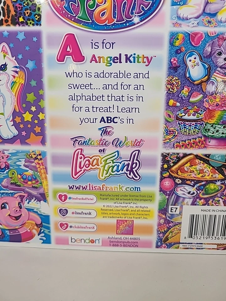 ABC With Lisa Frank NEW Whimsical Animals Colorful Sparkle Picture Book Cats Dog - Image 3 of 4