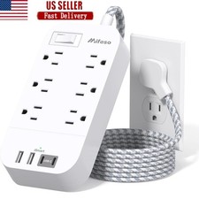 Power Strip 6 AC Outlets 4 USB Ports Wall Mountable Compact Overload Protection