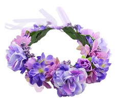 Trepveter Fairy Flower Crown Woodland Headband 1 Count Pack of 1 , Lavander