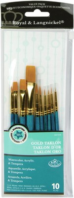 Royal & Langnickel(R) Gold Taklon Value Pack Brush Set-10/Pkg 9156