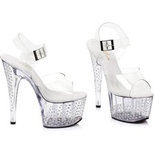 Ellie 7" Platform High Heel Sandals Ollie 709 Clr Clear