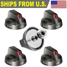 5X OEM DG64-00473B Black Stainless Steel Oven Gas Stove Knobs For Samsung Range