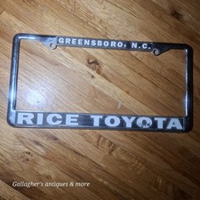 Vintage Greensboro North Carolina RICE'S TOYOTA Dealer License Plate Frame