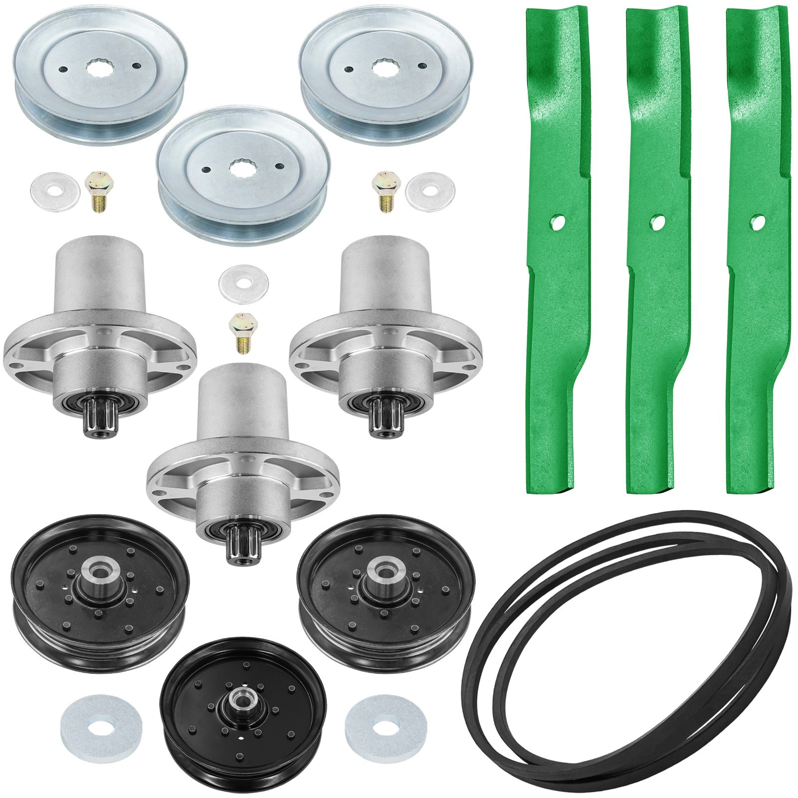 54" Deck Spindles w/ Pulley Blade Belt Kit for Hustler Raptor SD / 607418