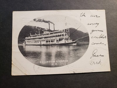 Excursion Steamer J. S. 1907 Naval Cover Postcard QUINCY, IL