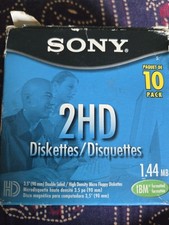 VINTAGE Sony 2HD IBM Formatted 1.44 MB 3.5'' Diskettes 10 Disk Pack New Sealed