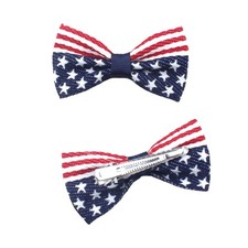 2 Pcs/Pack Girls American Flag Hair Bow Hair Clips Fourth of July