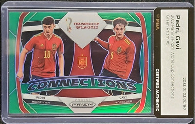 2022 Panini Prizm World Cup Connections Green Prizms Pedri Gavi 5/5 #9 MBA AUTH