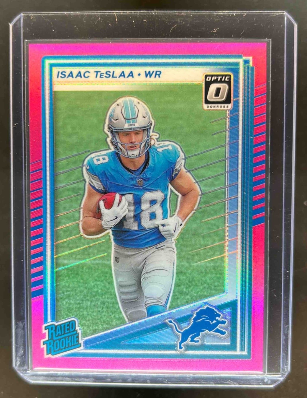 2025 Donruss Isaac TeSlaa Optic Rated Rookie Preview Pink RC #338 Lions