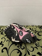 Rawlings Baseball Glove RHT Players Series PL91PB T-Ball Softball 9" Pink Black