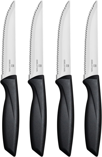 Steakmesser 4-Tlg Aus Edelstahl,Steakmesserset Mit Wellenschliff-image
