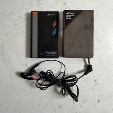Vintage Aiwa CR-02 Black FM/AM Portable Compact Stereo Receiver with Headphones