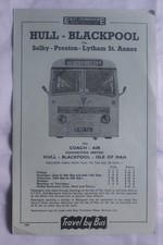 East Yorkshire Motor Services Coach timetable 1959 Hull Blackpool Selby Preston