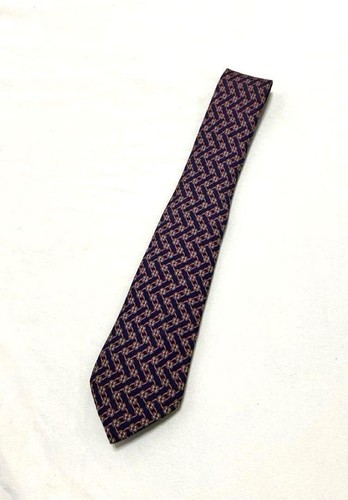 HERMES Necktie Tie Blue all-over pattern 100% Silk made in France J6673 - Picture 17 of 24