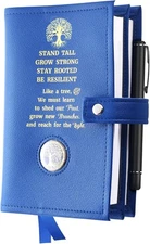 LParkin Double AA Big Book Cover with Coin Holder, PU Leather Blue 