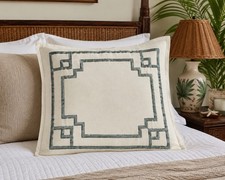 Tommy Bahama Home Greek Key Ribbon Euro Sham White Sage 24x24