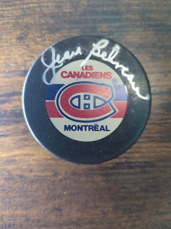Jean Béliveau Signed Montreal Canadians Hockey Puck NO COA
