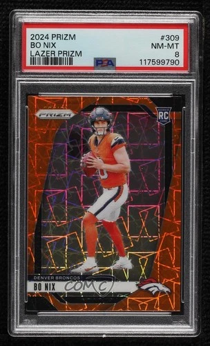 2024 Panini Prizm Rookies Lazer Prizm Bo Nix #309 PSA 8 Rookie RC