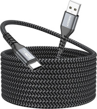 Long USB C Cable 15FT, 3A USB to USB Type C Cable Fast Charging USB 2.0 Nylon Br