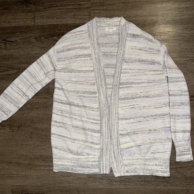 Haven Well Within Cardigan White Gray Organic Cotton Blend Open Front XS