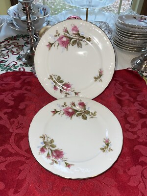 VINTAGE ROYAL ROSE FINE CHINA 7” Salad PLATES- JAPAN Moss Rose set