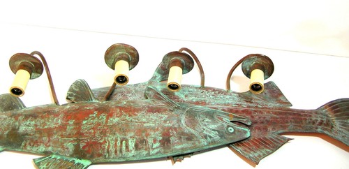 Aplillos de pared de cobre pescado, alambre duro, decoración de cabaña o lago para casa - Imagen 7 de 12