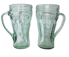 2 Vintage Libbey IG Glass Green Coca Cola Han...