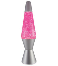 14" Motion and Silver Glitter Lava Lamp Model 2000 Pink Lava Silver Base Working