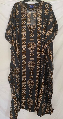 Kaftan Dress Caftan Beach Cover Boho Gown Hippie Women African with Head Piece - 第 1/3 張圖片