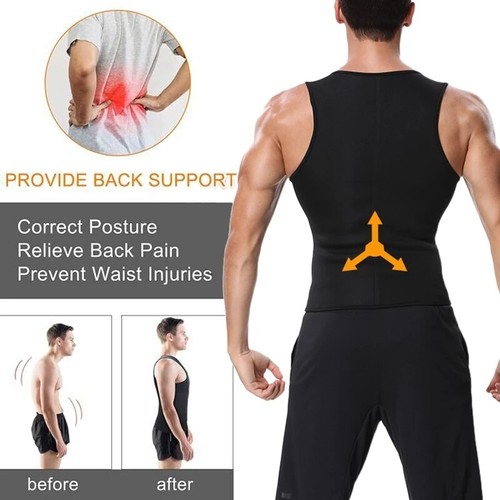 Mens Sauna Sweat Workout Tank Tops Waist Trainer Vest Compression Body Shaper UK - Picture 7 of 20
