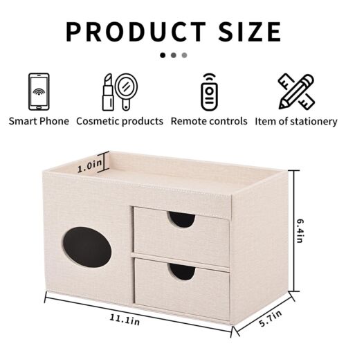 Square Tissue Box Cover With Drawerstissue Box Holder With Storage Tray Makeup - Picture 4 of 7