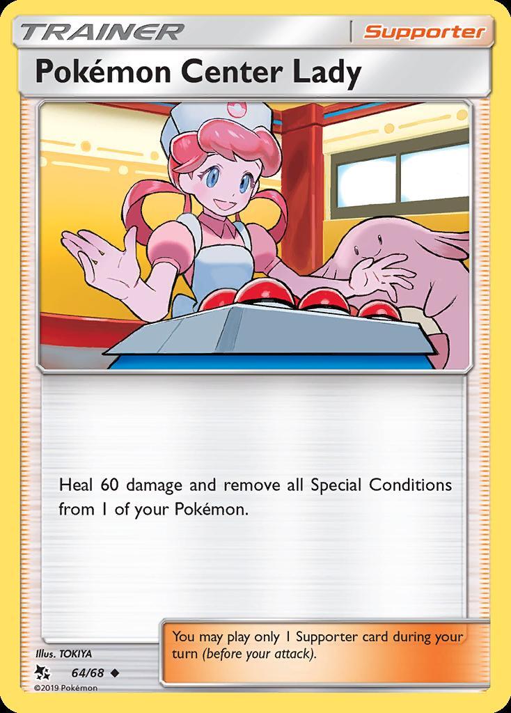 Pokemon Pokemon Center Lady (64/70) Hidden Fates LP REVERSE HOLO