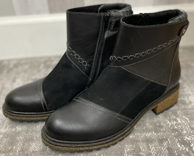Earth Elements Boots Black Smooth Leather / Suede Motorcycle Mens 10 Womens 12
