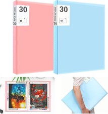 UPINS A3 Diamond Art Painting Storage Book for 2pack, Blue Pink