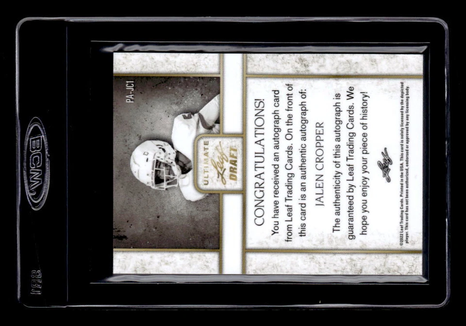 2022 Leaf Ultimate Draft Portrait Autograph #PAJC1 Jalen Cropper Auto /75 - Image 2 of 2