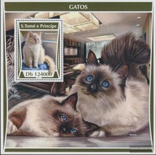 Sao Tome e Principe bloc-feuillet 1301 neuf avec gomme originale 2017 Chats