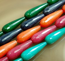 10x30mm Faceted Jade Teardrop Beads 16"