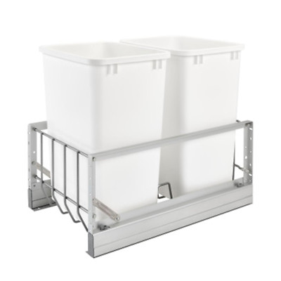 Double Pullout Waste Container Storage for Kitchen Base Cabinets, 35 Qt Trash Ca