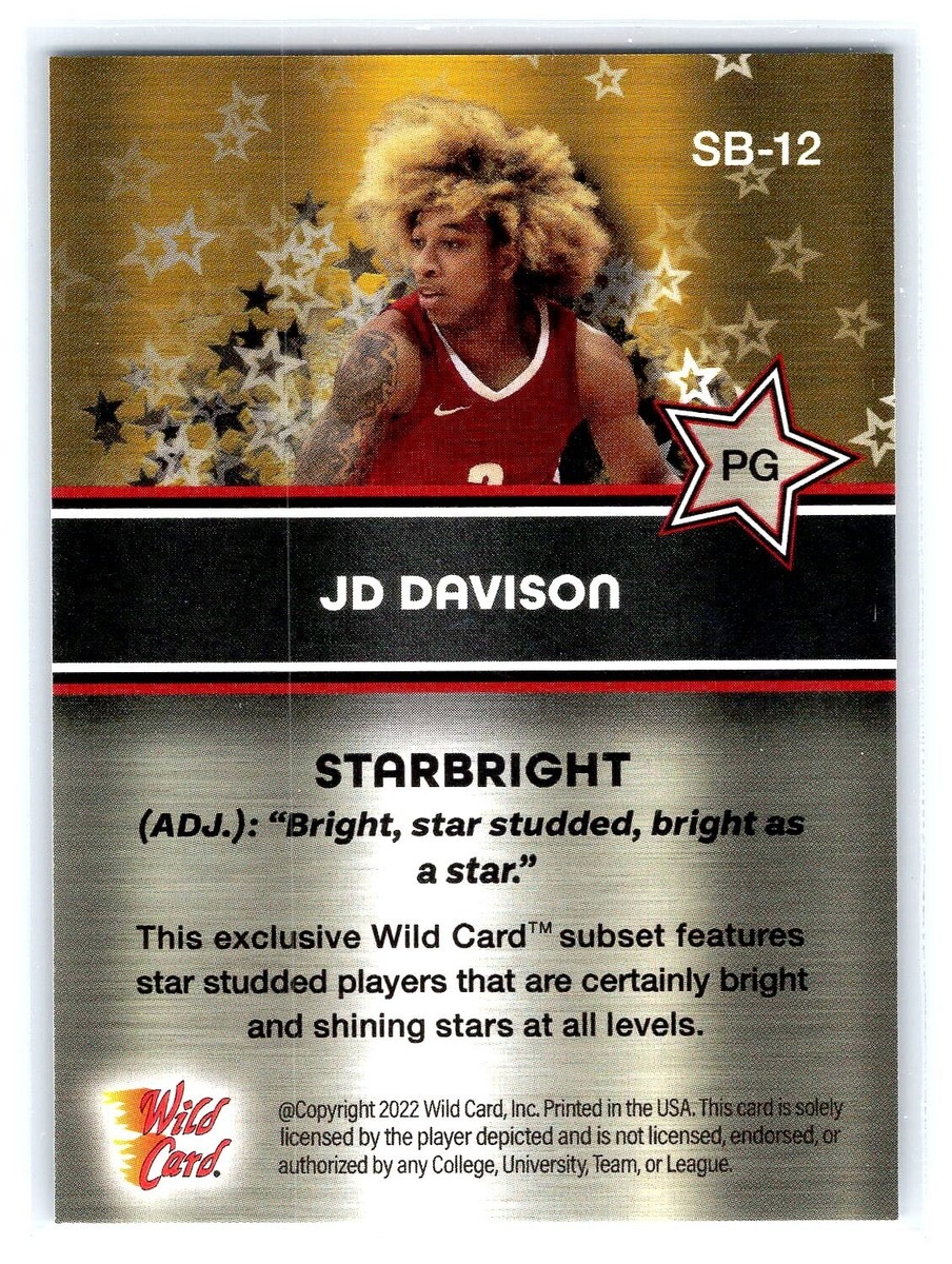 JD DAVISON 2022 Wild Card Alumination Basketball #SB-12 Starbright