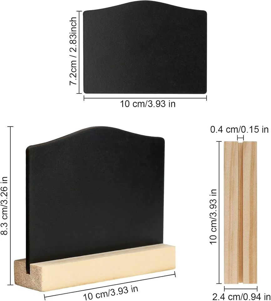 12 Stück Mini Kreidetafel mit Ständer, Kleine Tafel Holzschilder zum Beschriften - Bild 2 von 4