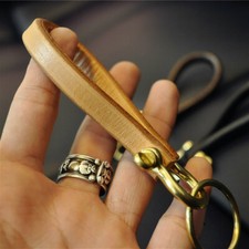 Retro Rindleder Leder Und Messing Loop Schlüsselanhänger Gürtel Auto 3 Farben