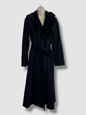 $1995 Fleurette Women's Blue Rory Shearling Trim Wrap Coat Jacket Size 8
