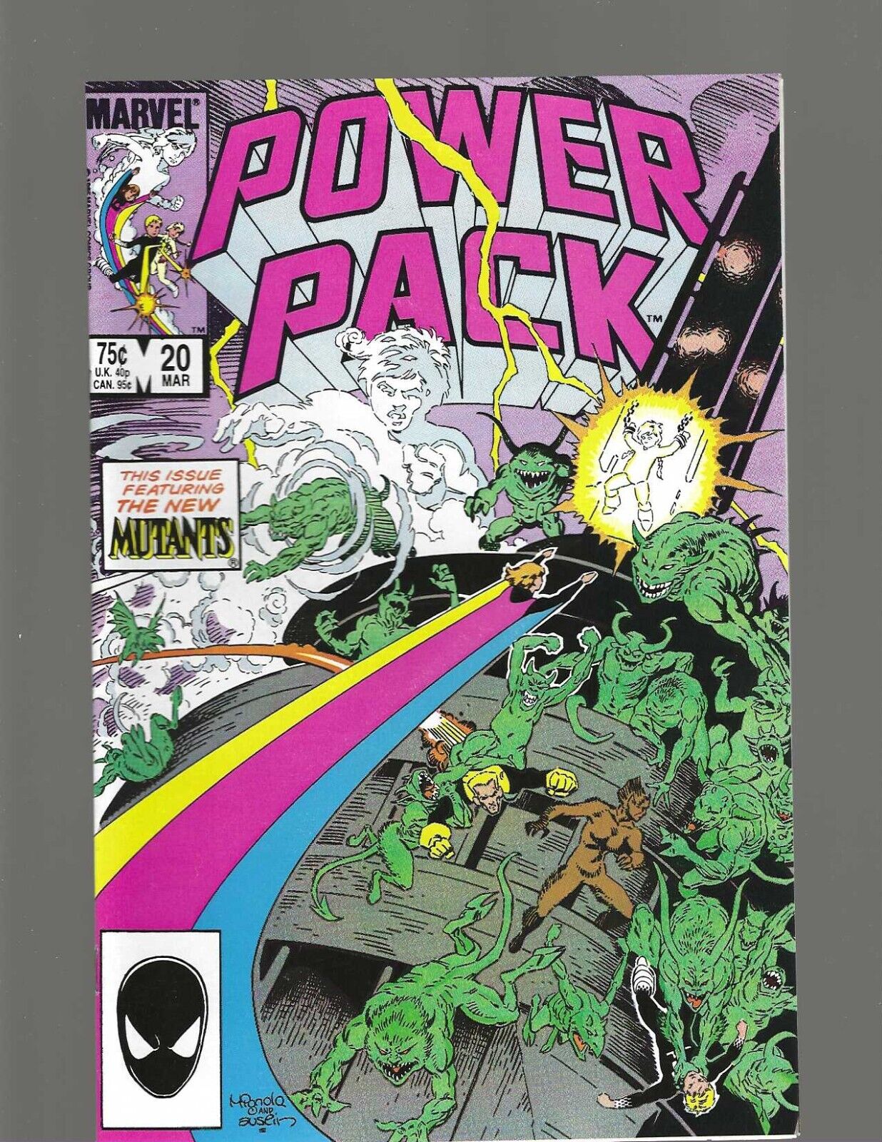 Power Pack #20 [Marvel, 1986] NM- 9.2, Featuring: The New Mutants, Direct Ed