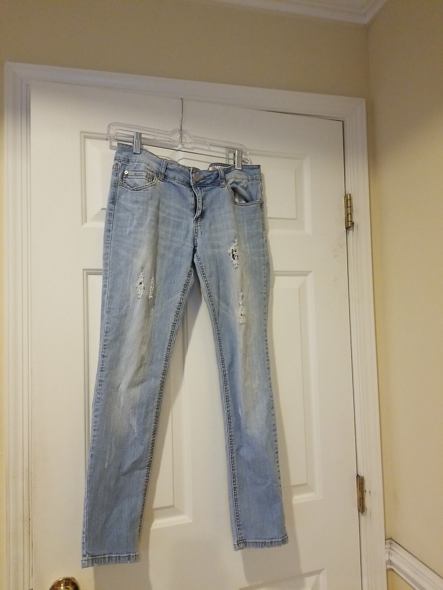 Indigo Rein Skinny Distressed Ankle Jeans, Size 11 W30