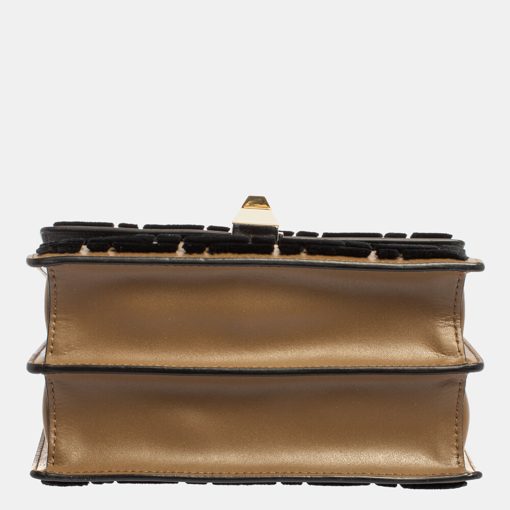 Fendi Black/Brown Leather and Velvet Small Kan I Chain Fendi Black/Brown Leather and Velvet Small Kan I Chain