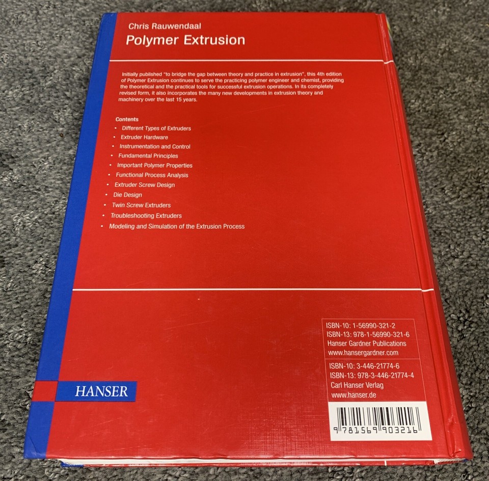 Polymer Extrusion 4E by Chris Rauwendaal Hardcover Revised 4th edition